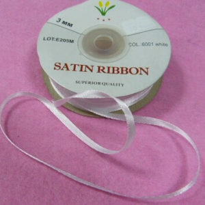 Атласная лента 3мм 6001 белая, рул